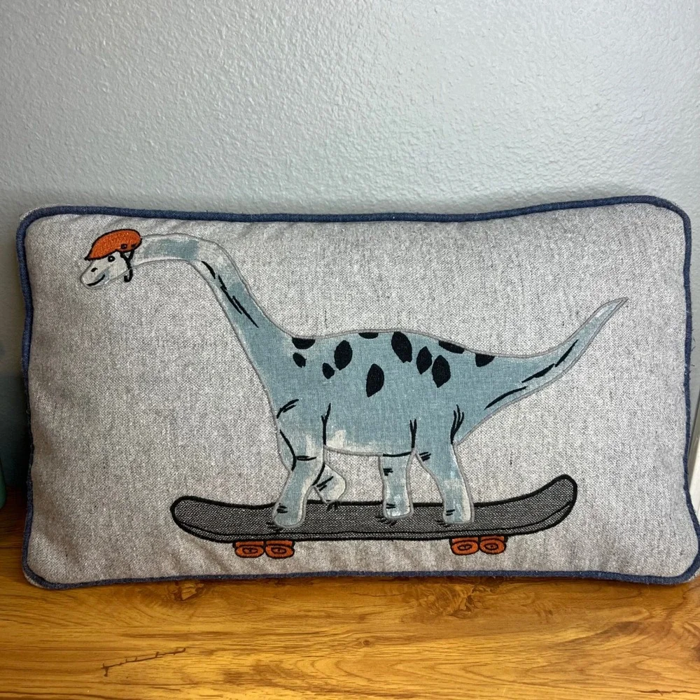 Restoration Hardware Baby & Child Dinosaur Skateboard Lumbar Pillow Feather Down